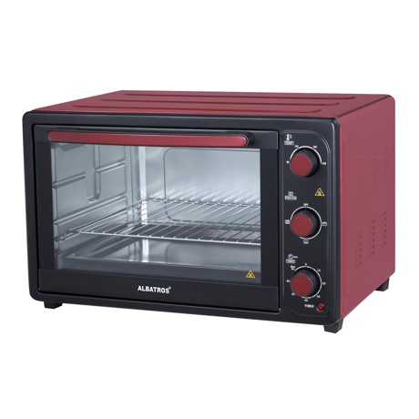 Cuptor electric Albatros A45 RED, 1800 W, 45 L, 3 programe, Semnal sonor, Rosu